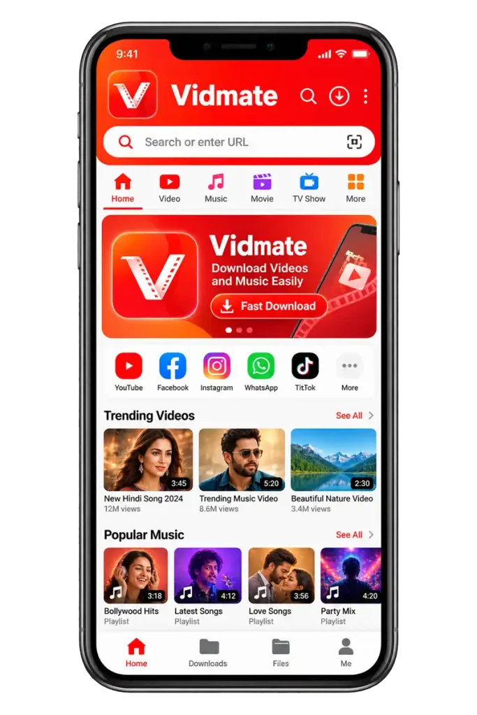 vidmate mobile showcase